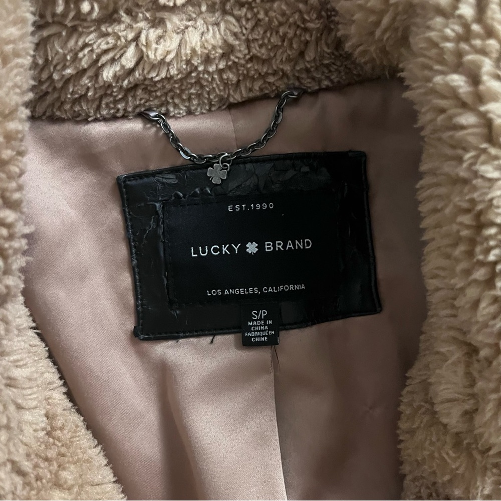 LUCKY BRAND Miss Teddy Coat in Tan Size S COZY CUTE WINTER - Picture 6 of 8